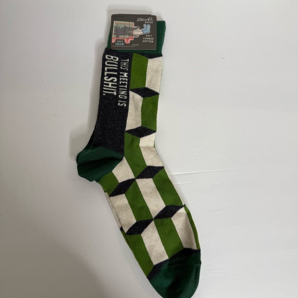 Blue Q Green and Black Casual Socks